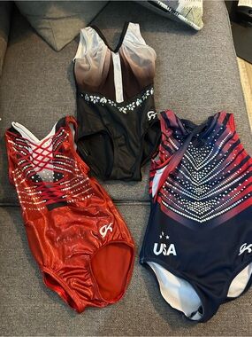 Girls' USA Navy, Red & Black Gymnastics Leotard Set